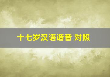 十七岁汉语谐音 对照